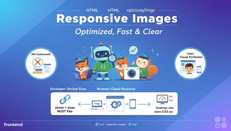 HTML 响应式图片规范：img/picture + srcset 完整指南